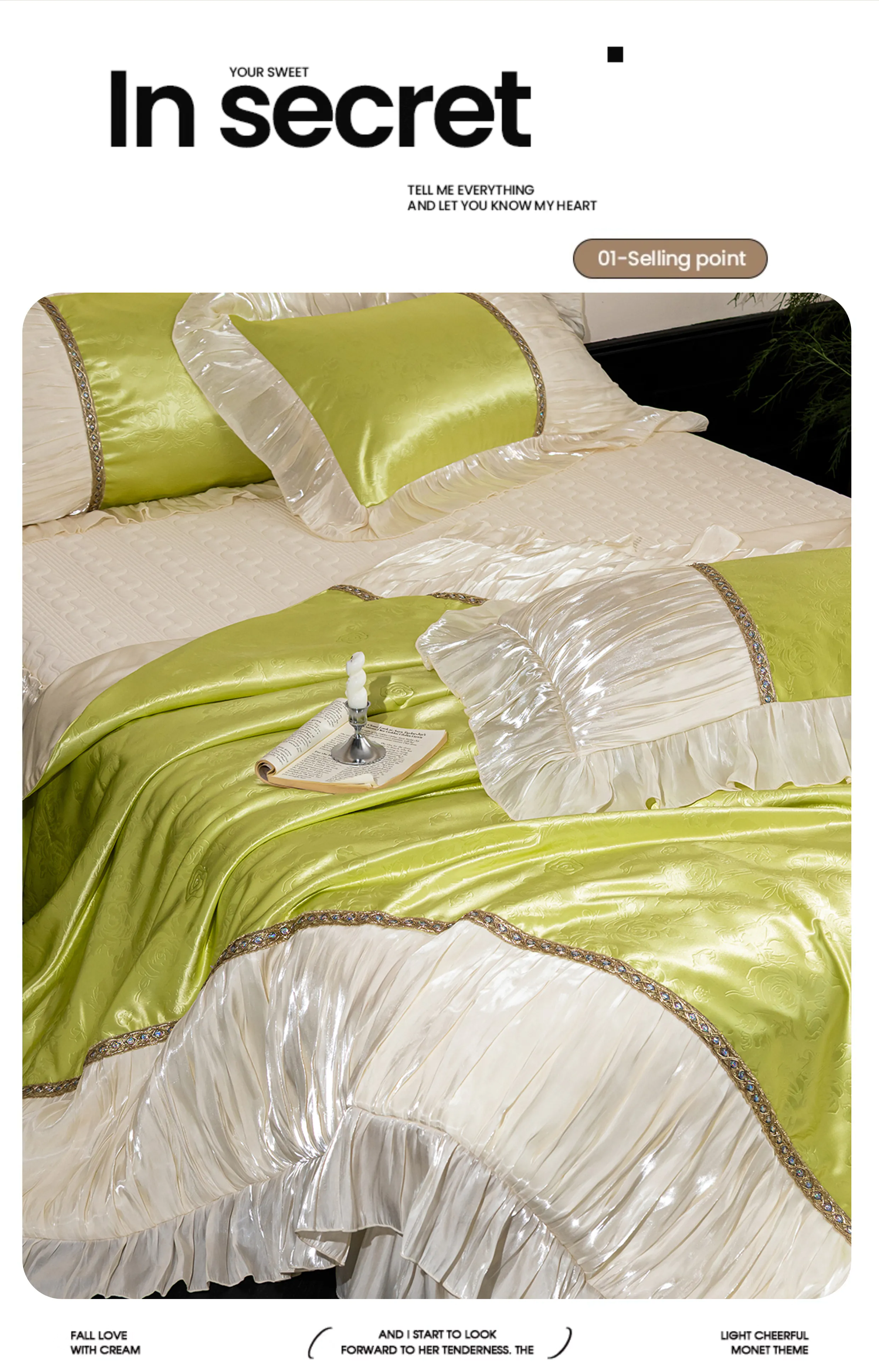 Ultra-Soft-Green-Tencel-Cotton-Pleated-Ruffle-Edges-4-Piece-Bedspread-Set10