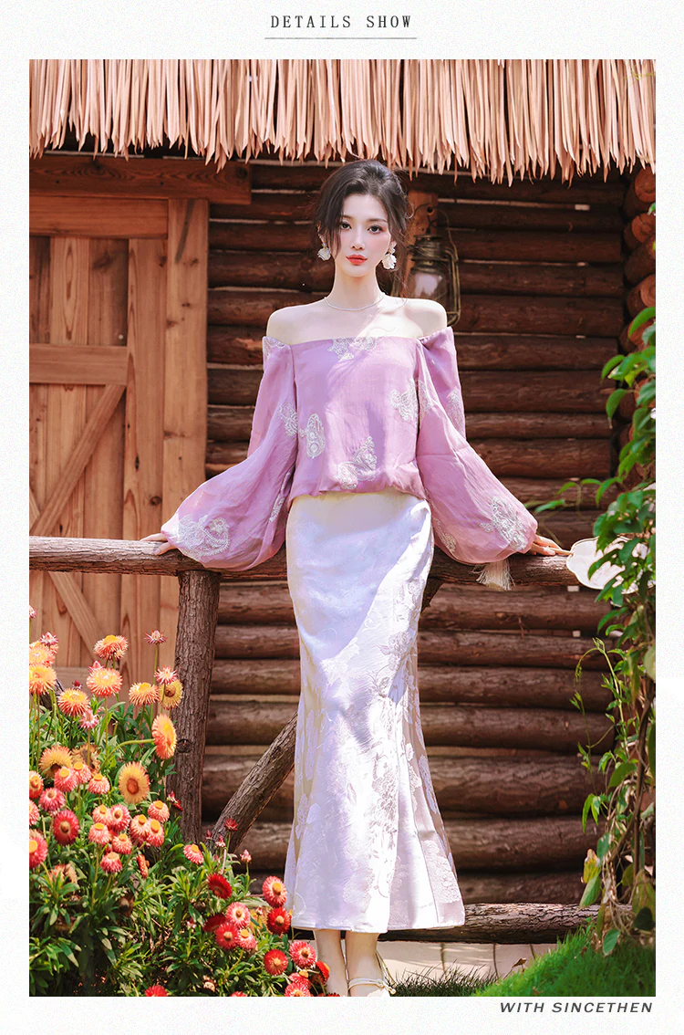 Vintage-French-Square-Neck-Puff-Sleeve-Top-with-Jacquard-Skirt-2-Piece-Set09