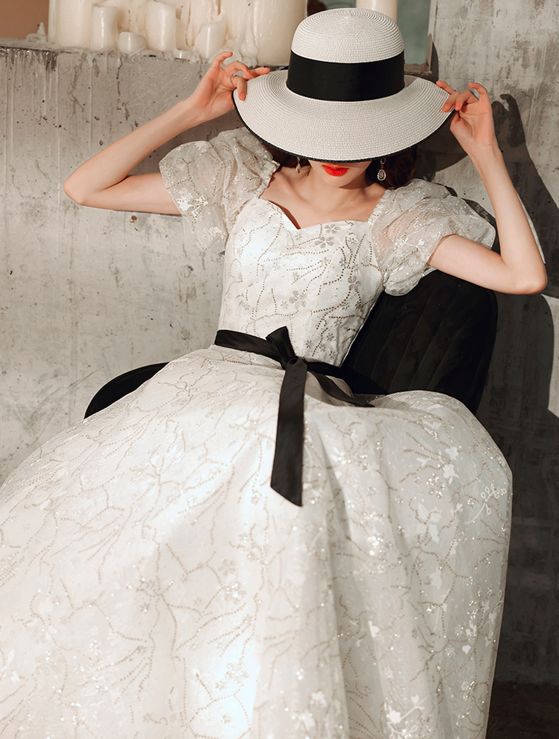 Youthful Charming White Evening Gown01