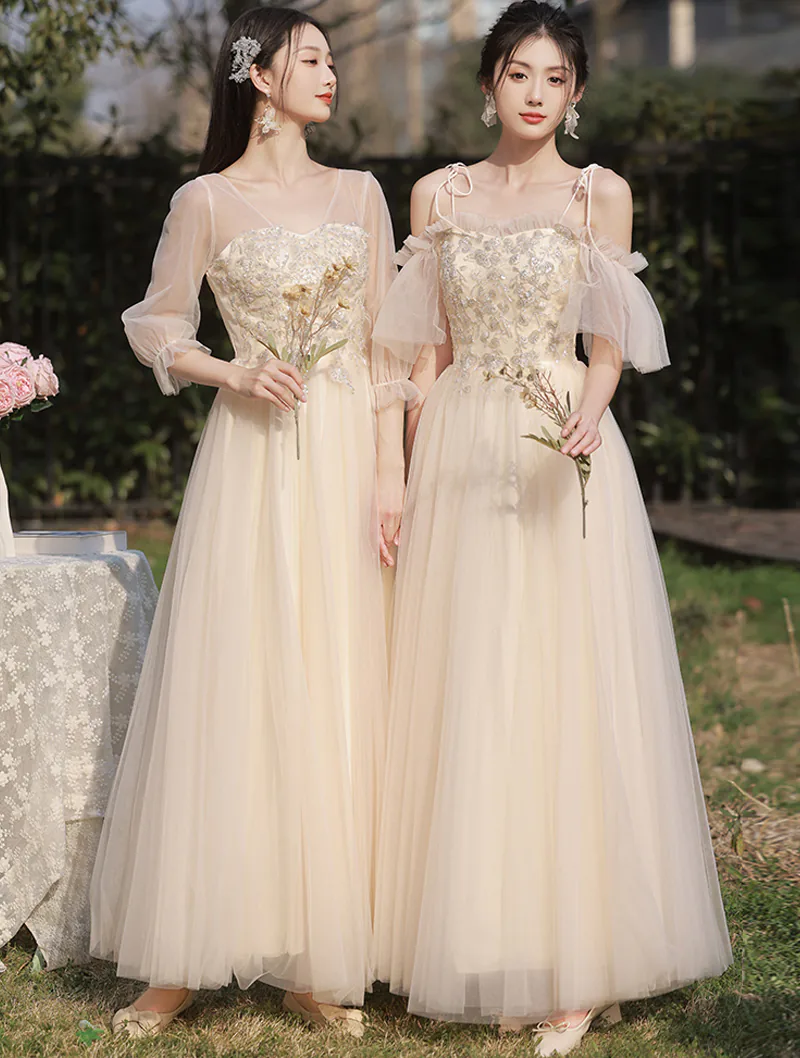 Charming Champagne Wedding Guest Bridesmaid Homecoming Party Dress01