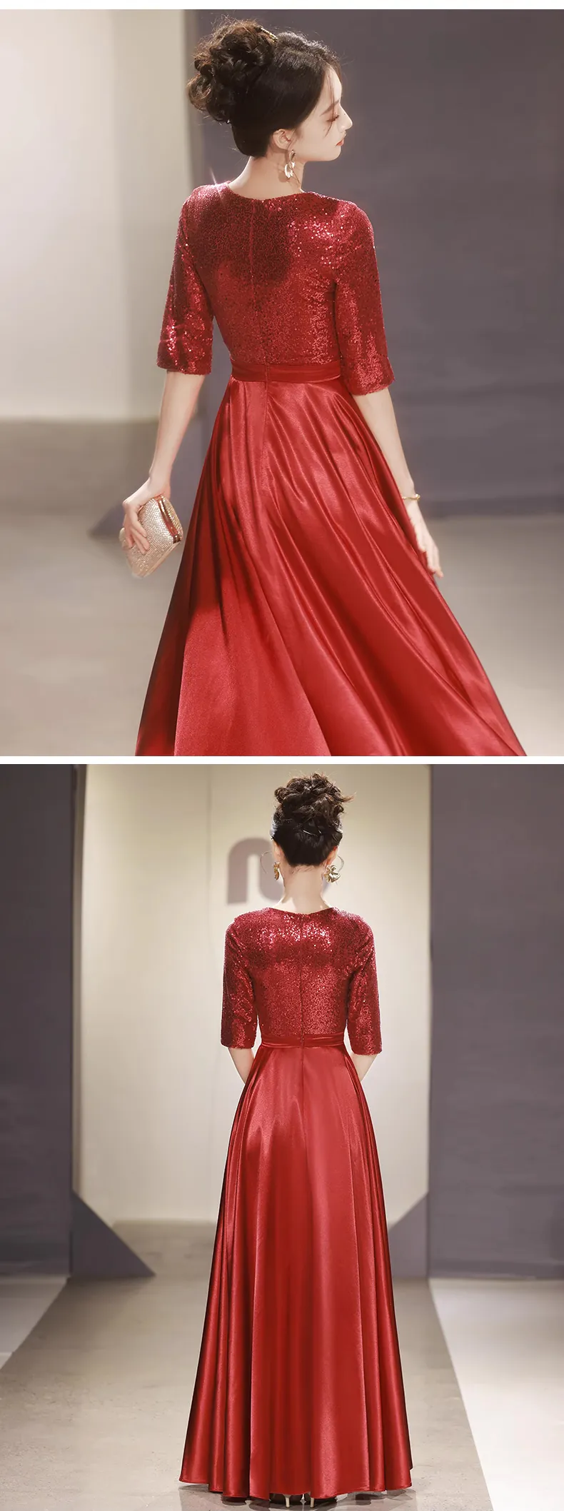 Fashion-V-neck-Mid-Sleeve-Wedding-Guest-Bridesmaid-Homecoming-Dress19