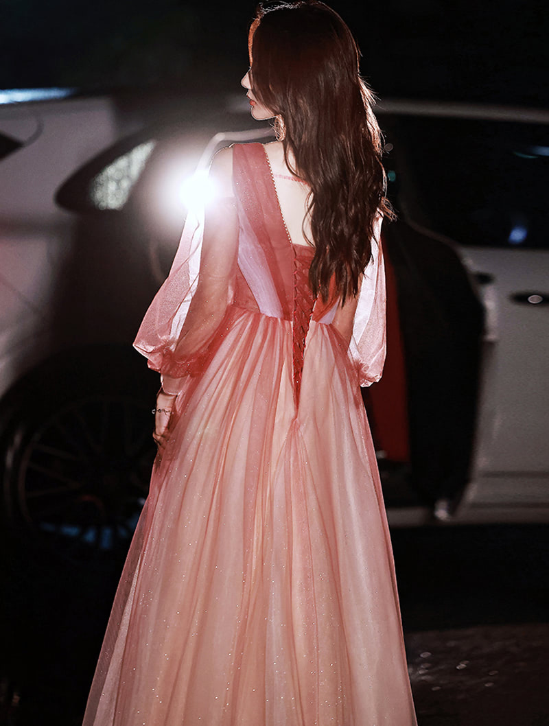 Graceful Fairy Red V neck Slim Prom Party Wedding Dress05