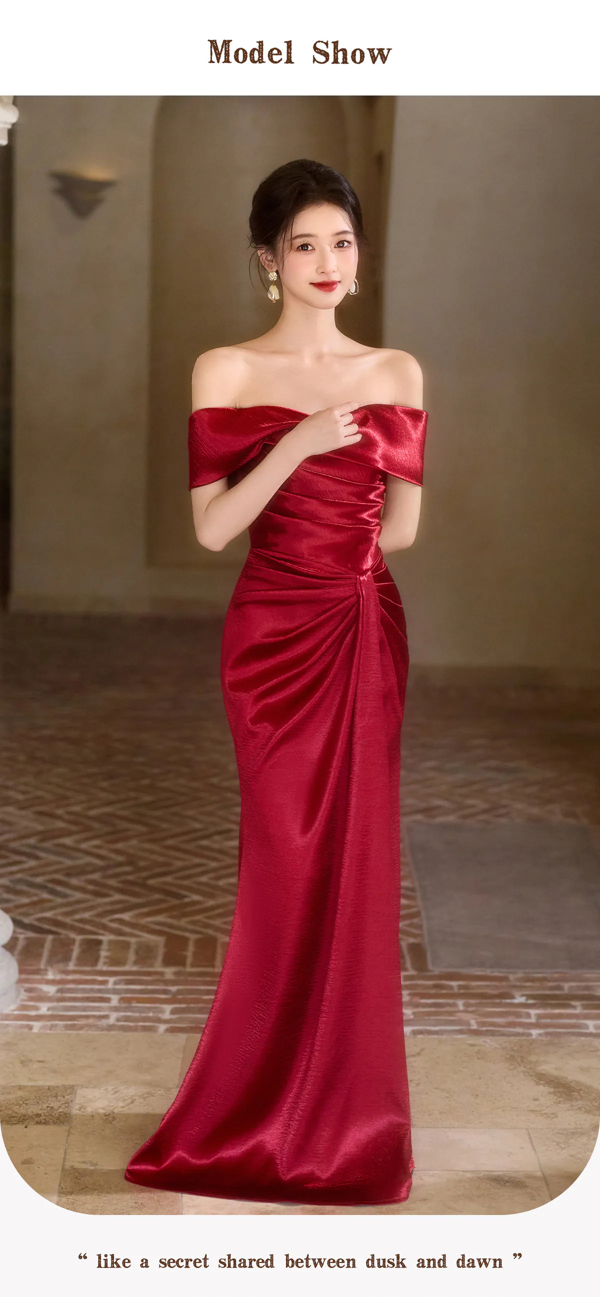 Off-Shoulder-Red-Satin-Formal-Dress-Ruched-Mermaid-Bridal-Evening-Gown10