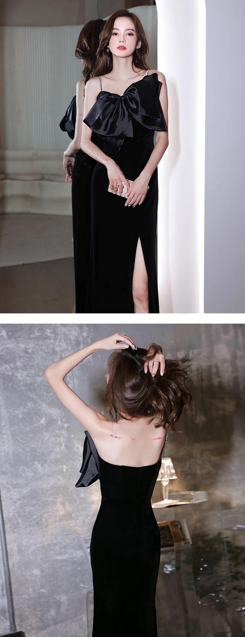 Simple-Black-Fishtail-Satin-Strap-Maxi-Dress-for-Evening-Banquet-Prom-Party12