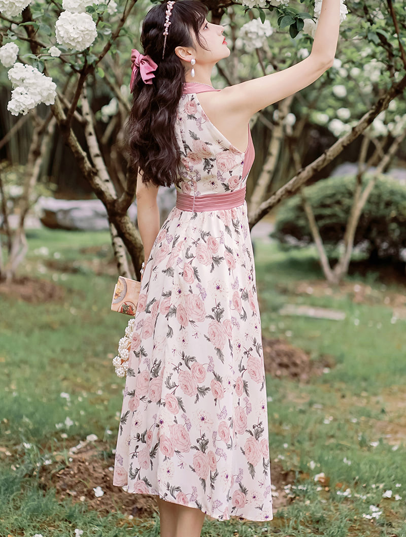 Aesthetic Summer Romance Flower Printed Casual Maxi Dress01