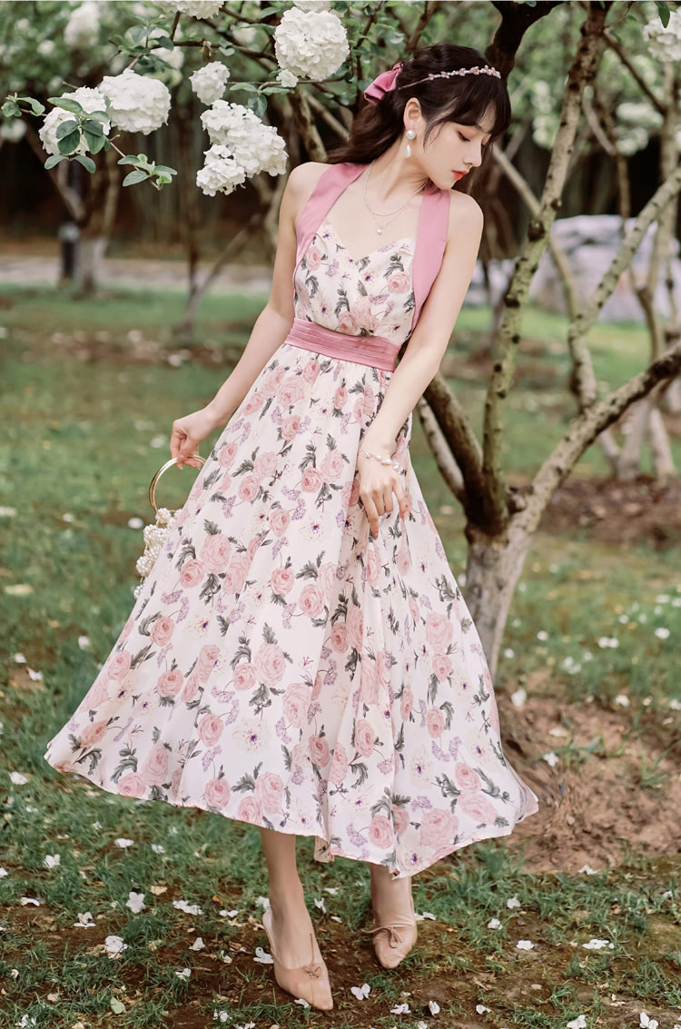 Aesthetic-Summer-Romance-Flower-Printed-Casual-Maxi-Dress