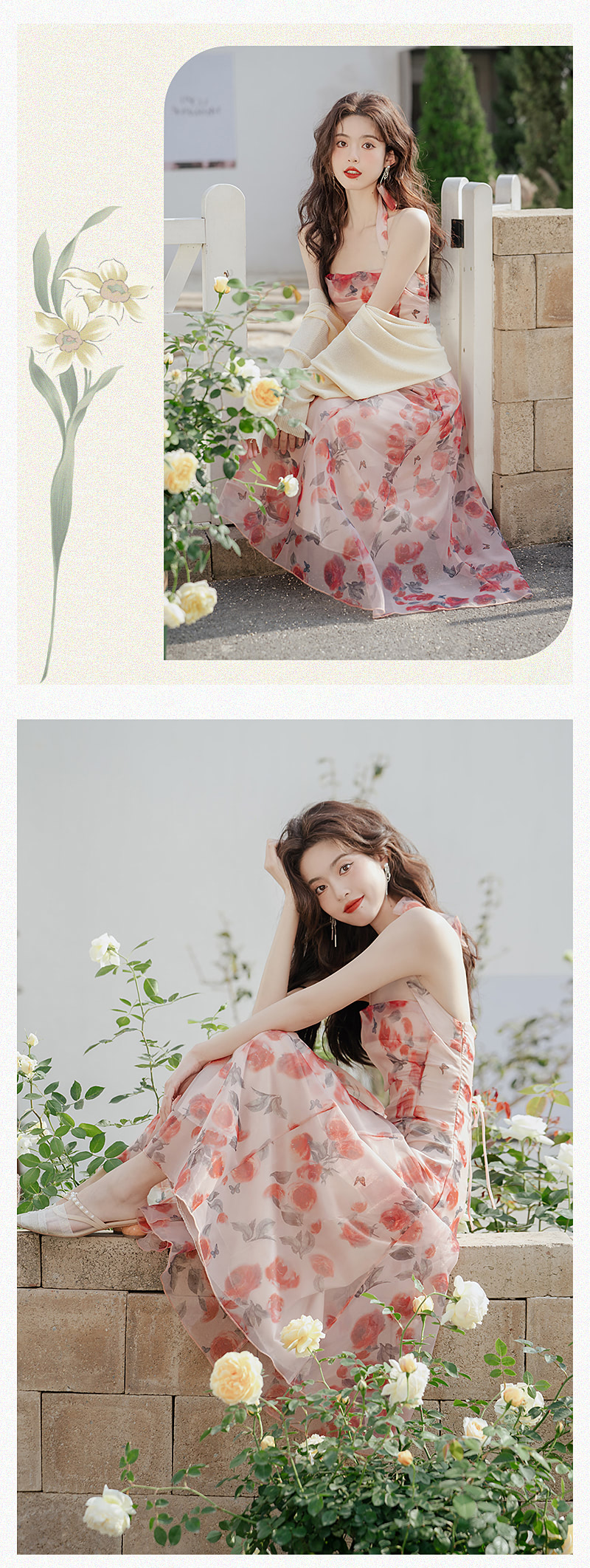 Beautiful-Floral-Printed-Halter-Casual-Chiffon-Dress-Cardigan-Top11