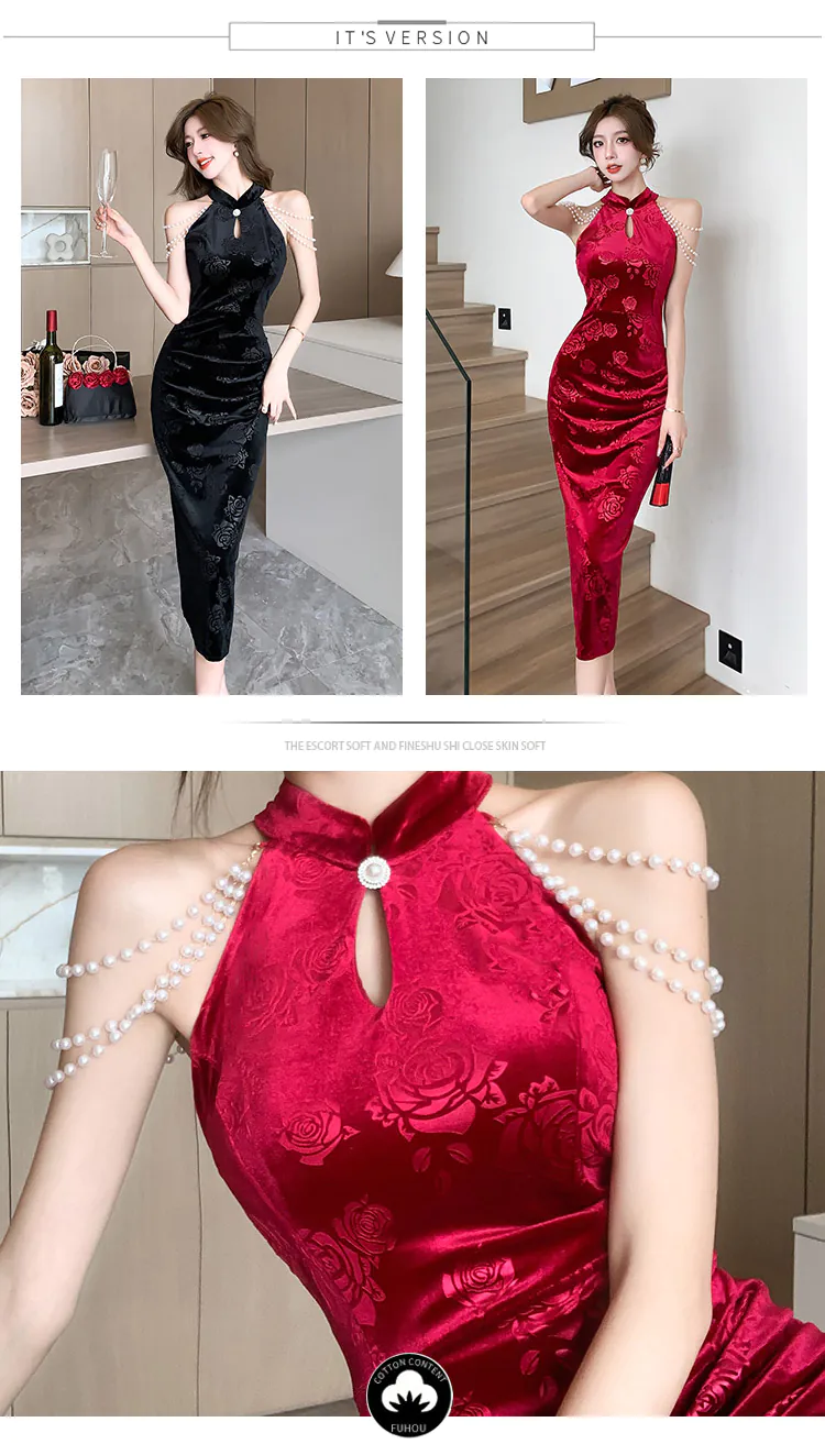 Charming-Vintage-Halter-Velvet-Floral-Jacquard-Qipao-Casual-Dress12