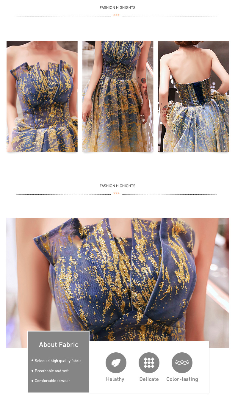 Elegant Blue Tulle Long Prom Evening Formal Dress08