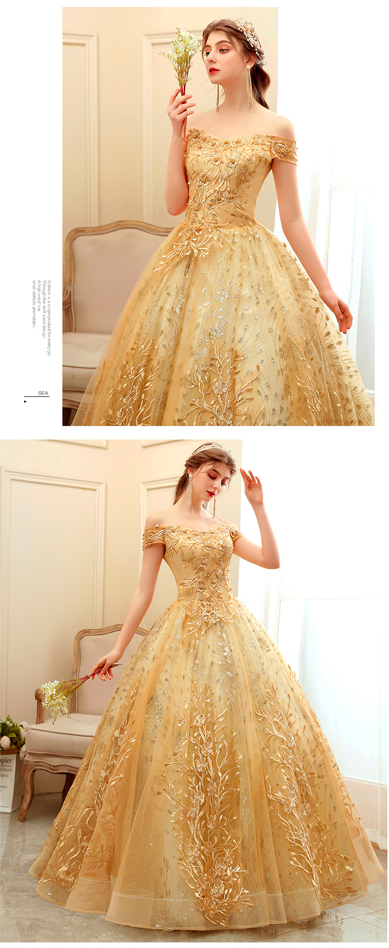 Elegant Luxury Gold Plus Size Prom Evening Dress08
