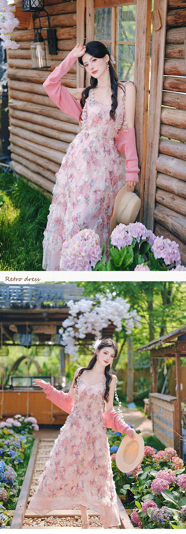 Fairycore-Pink-Floral-Ruffled-Tiered-Slip-Dress-with-Matching-Cardigan-Set13