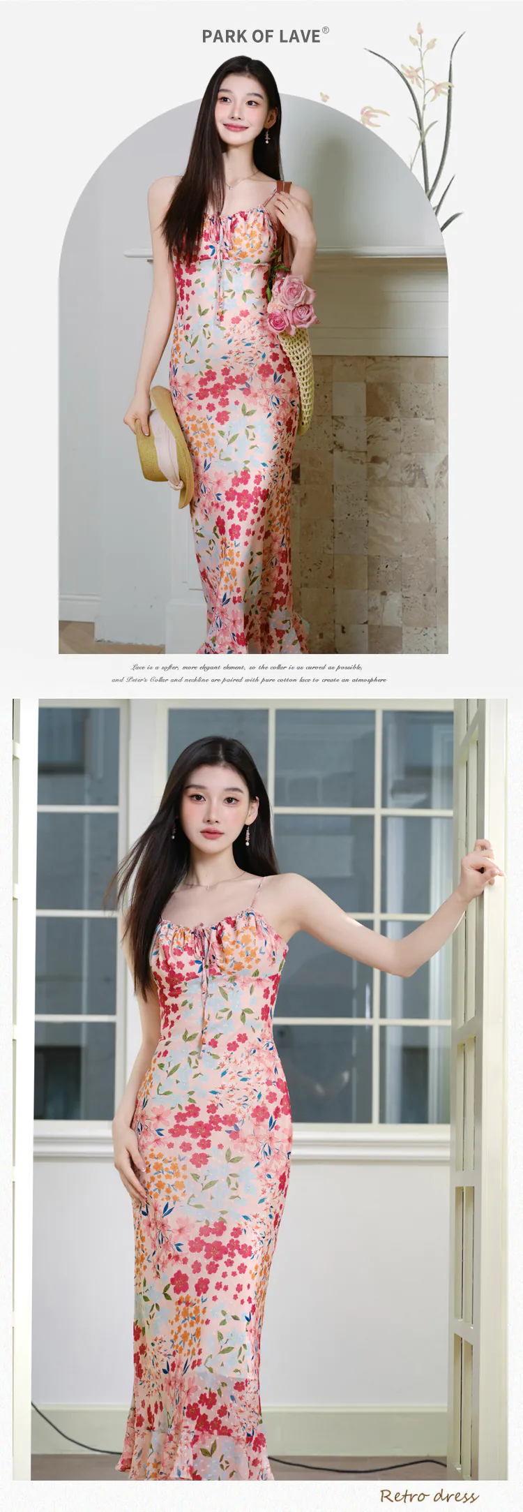 Feminine-Botanical-Floral-Print-Casual-Slip-Dress-with-White-Cardigan-Set09