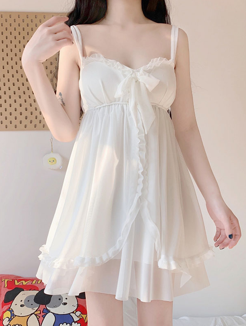 Feminine Lace Summer Sleepwear Dress Pajama Set01