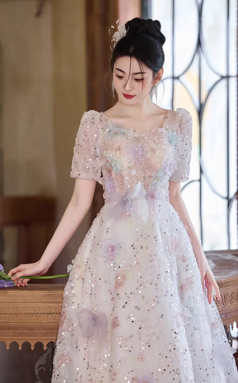 Romantic-3D-Floral-Embellished-Short-Sleeve-Sequin-Prom-Dress-Ball-Gown10