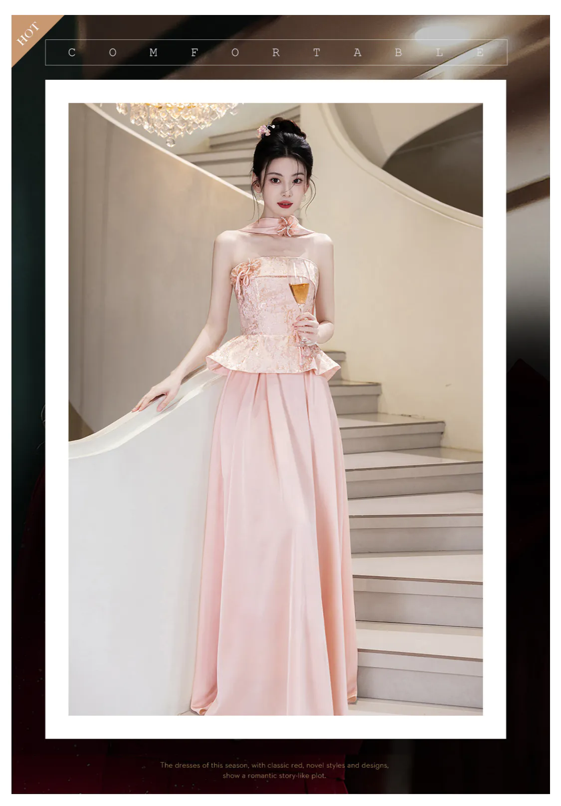 Sweetheart-Blush-Peach-Pink-Floral-Brocade-Bodice-Strapless-Evening-Dress07