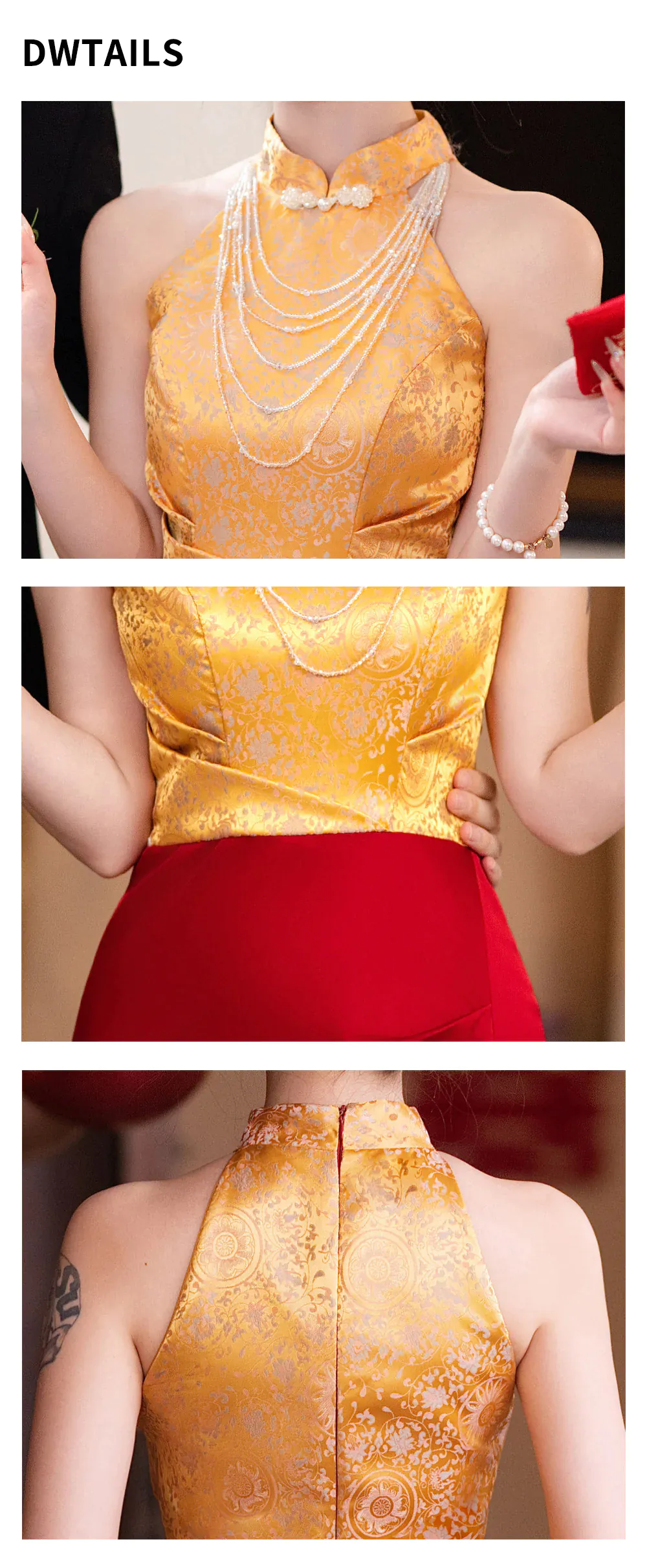 Vintage-Deep-V-Gold-Floral-Jacquard-Bodice-Ruched-Long-Evening-Dress09