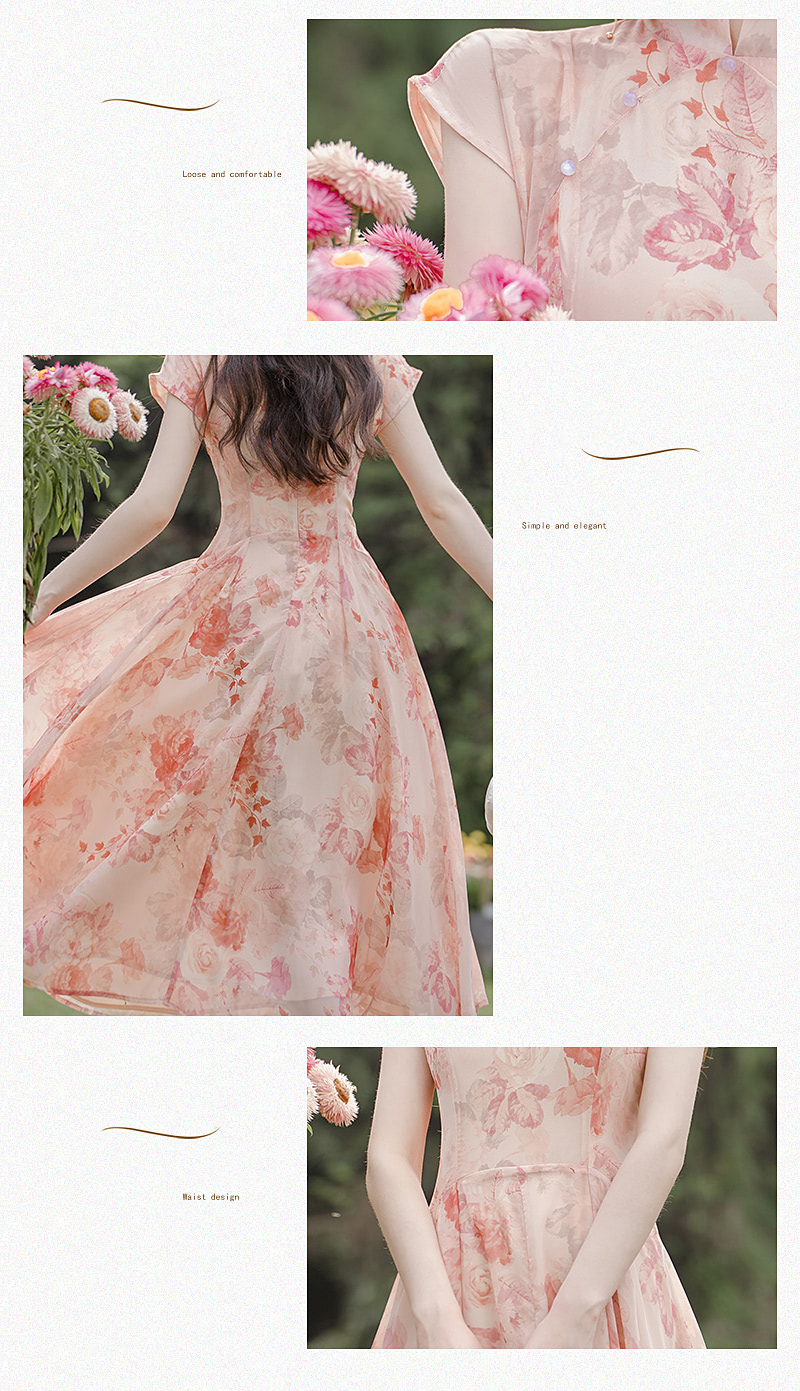 A-Line-Stand-Collar-Chiffon-Pink-Floral-Print-Summer-Maxi-Dress09