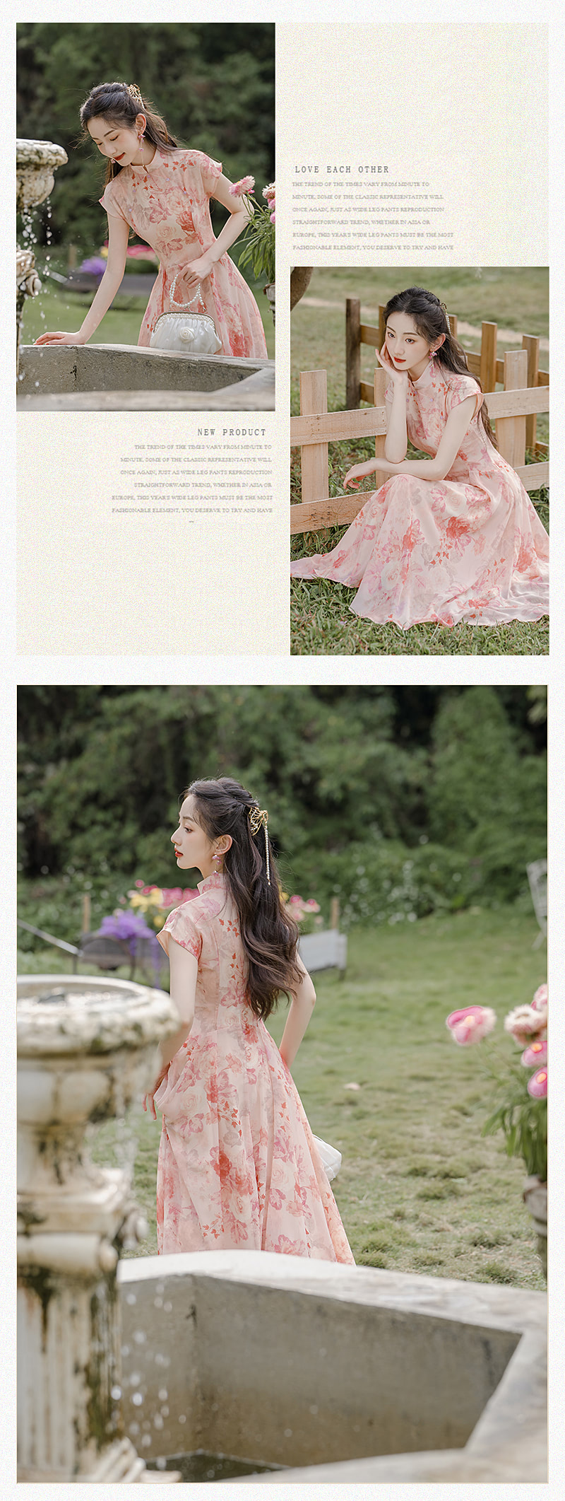 A-Line-Stand-Collar-Chiffon-Pink-Floral-Print-Summer-Maxi-Dress14
