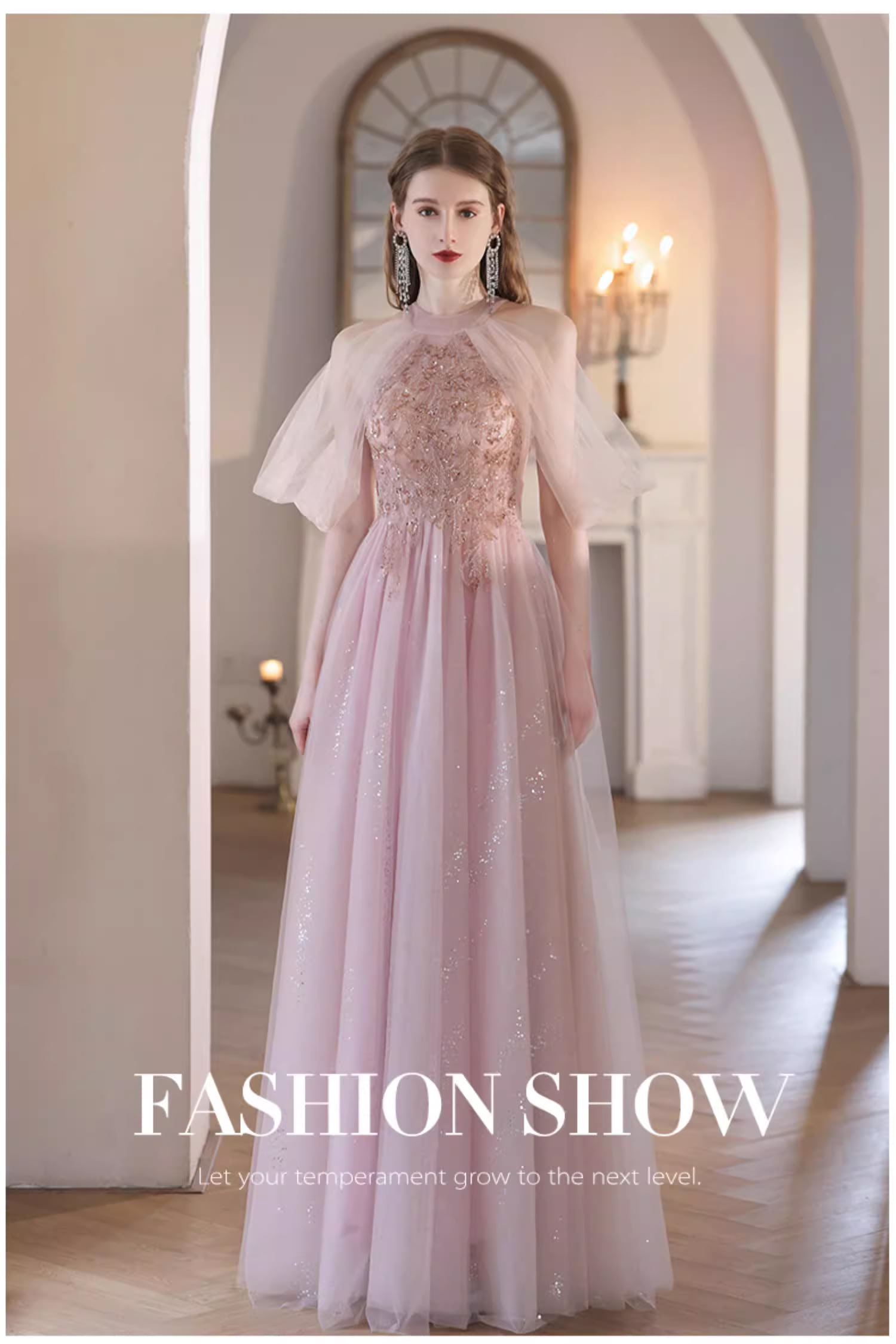A-line-Fairy-Pink-Halter-Neck-Chiffon-Maxi-Prom-Dress-Long-Ball-Gown06