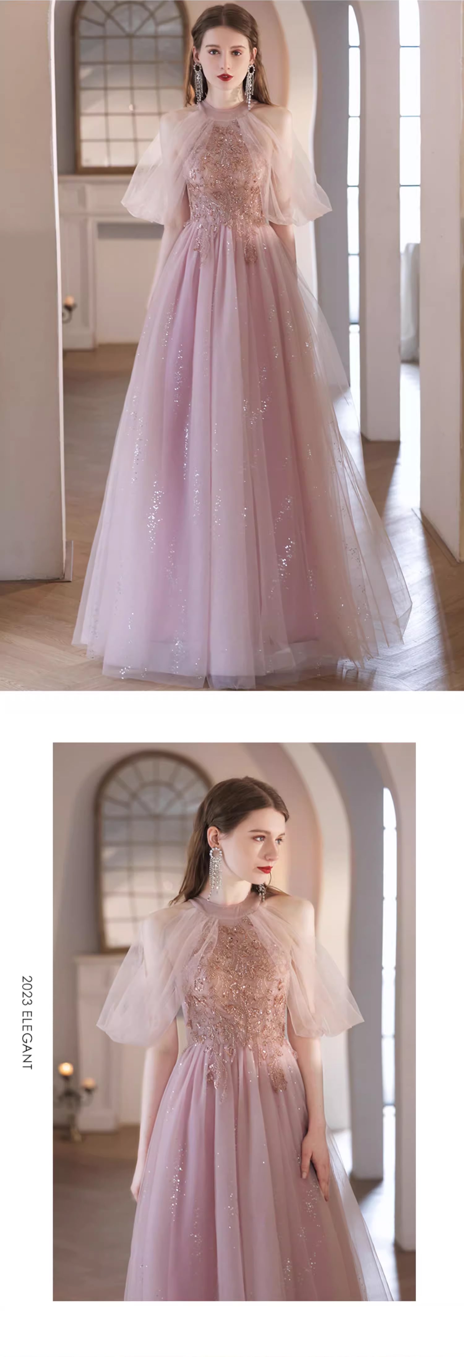 A-line-Fairy-Pink-Halter-Neck-Chiffon-Maxi-Prom-Dress-Long-Ball-Gown12