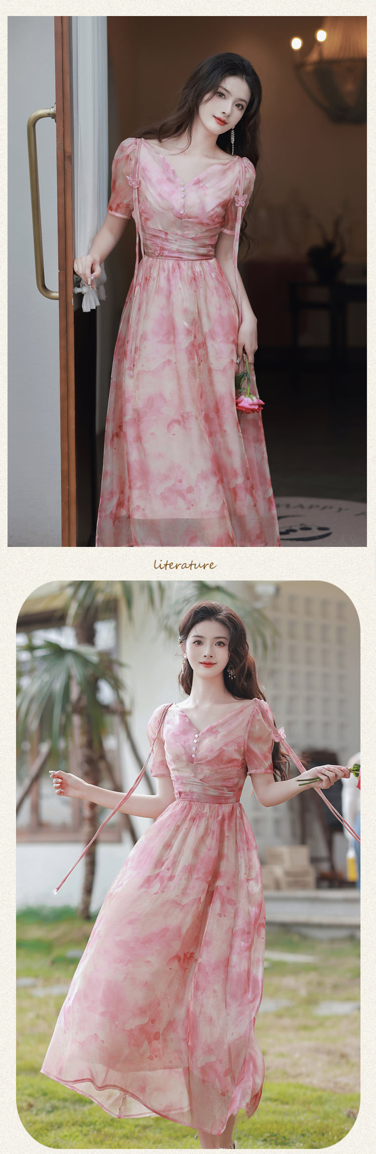 Beautiful-Princess-Pink-Short-Sleeve-Flowy-Summer-Casual-Dress11