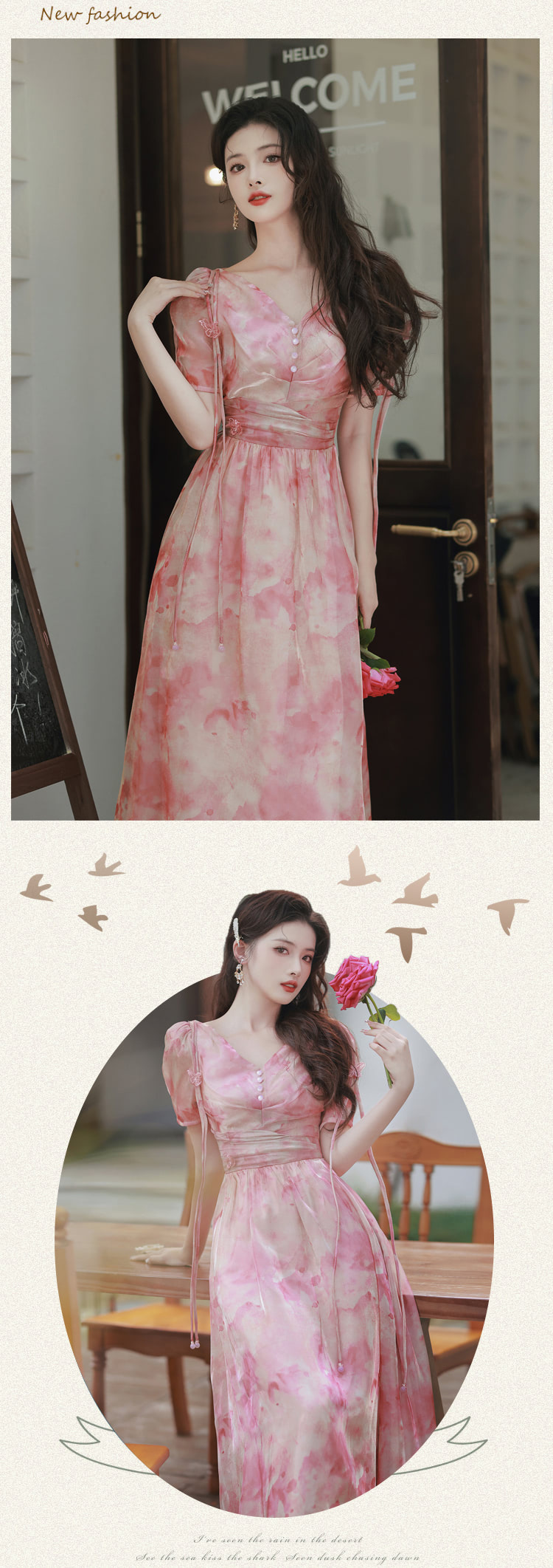 Beautiful-Princess-Pink-Short-Sleeve-Flowy-Summer-Casual-Dress12