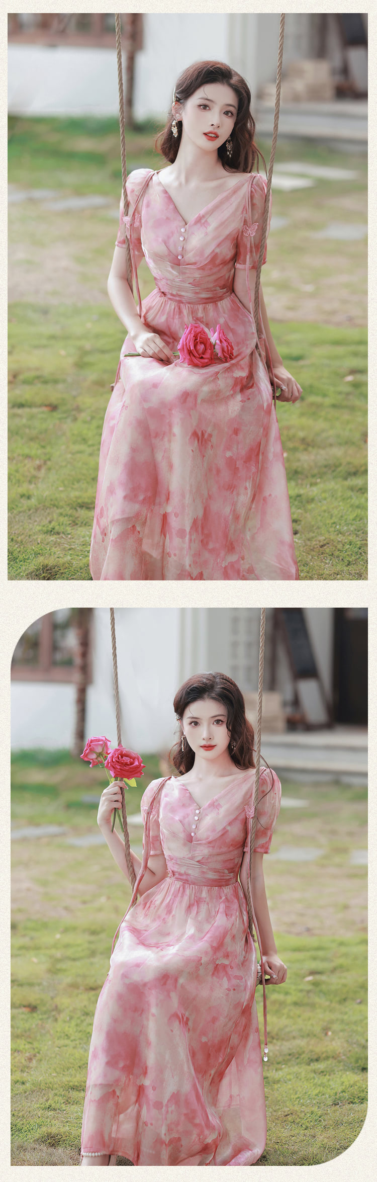 Beautiful-Princess-Pink-Short-Sleeve-Flowy-Summer-Casual-Dress13