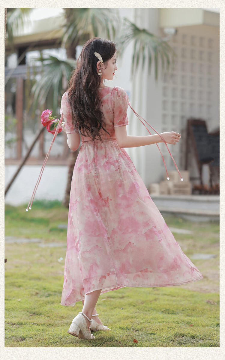 Beautiful-Princess-Pink-Short-Sleeve-Flowy-Summer-Casual-Dress14