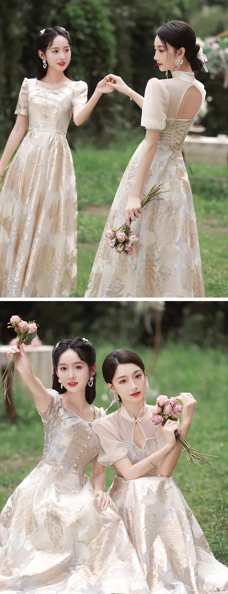Champagne-Color-Bridesmaid-Chiffon-Dress-with-Sleeves-for-Wedding-Guest13