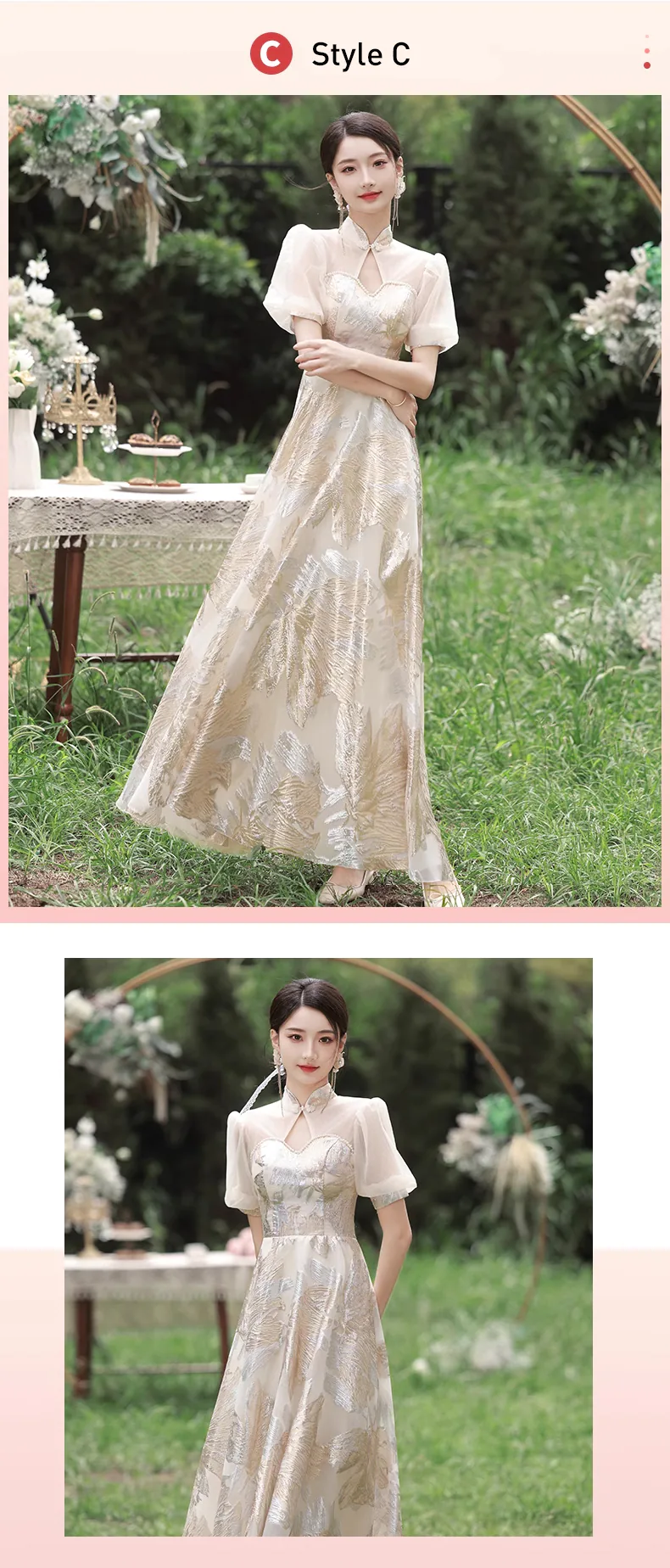 Champagne-Color-Bridesmaid-Chiffon-Dress-with-Sleeves-for-Wedding-Guest20