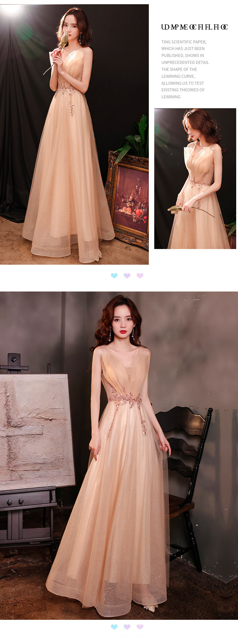 Champagne Long Evening Prom Banquet Graduation Party Dress11