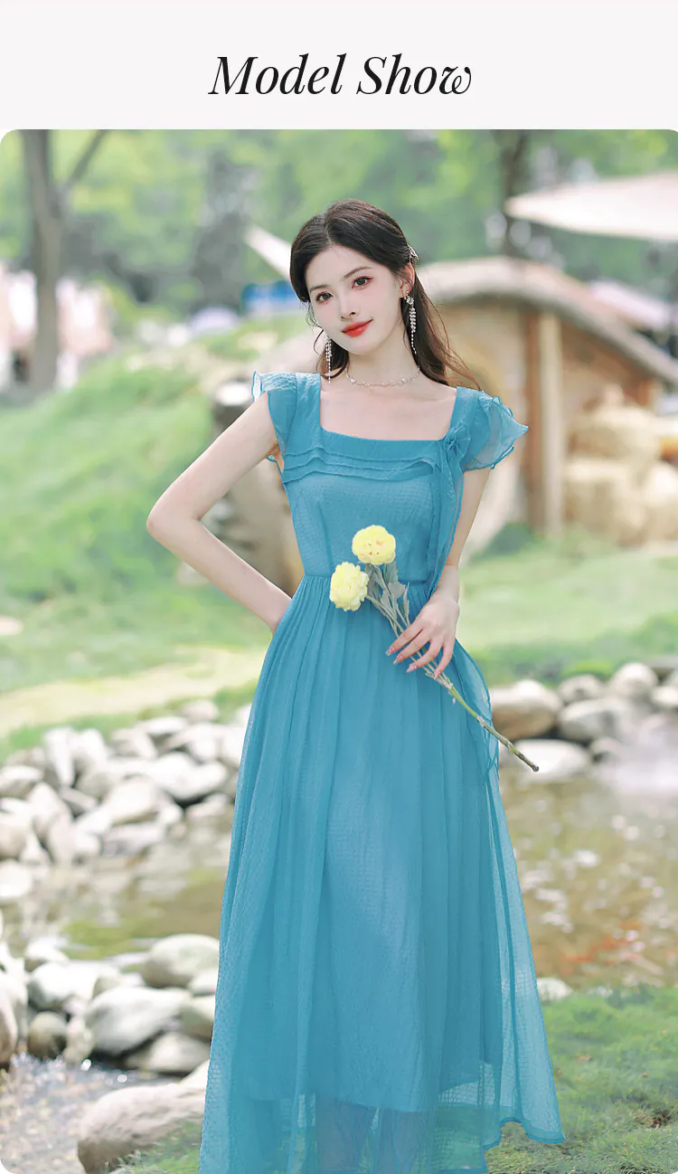 Charming-Soft-Blue-Square-Neck-Summer-Beach-Casual-Long-Dress10