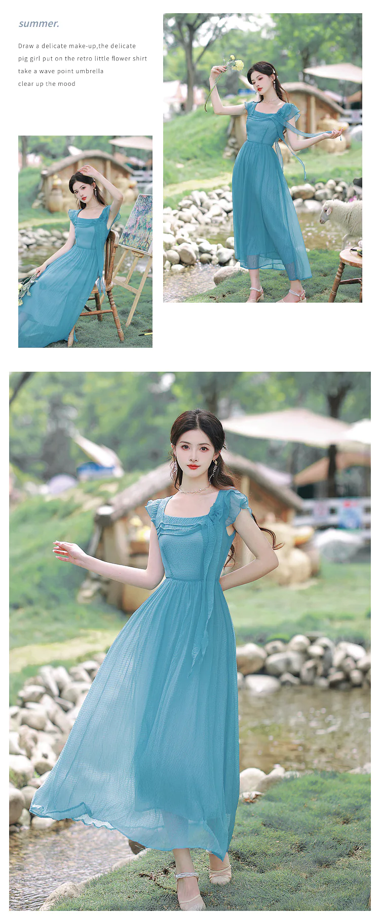 Charming-Soft-Blue-Square-Neck-Summer-Beach-Casual-Long-Dress14