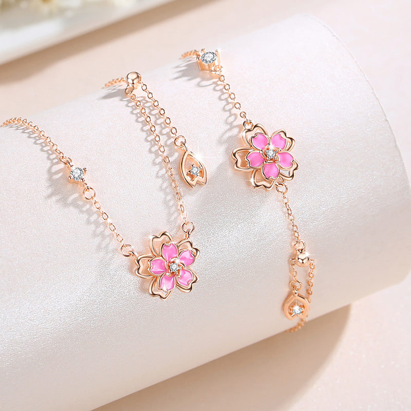 Cherry Blossom Sterling Silver Pink Flower Necklace Gifts for Her02