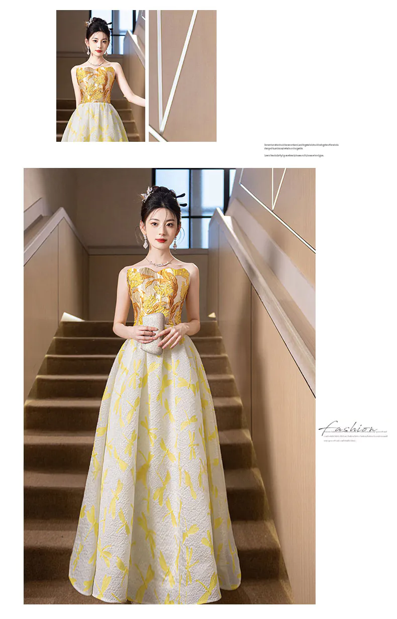 Chic-Strapless-Evening-Dress-with-Gold-Floral-Bodice-and-Dragonfly-Print-Skirt08
