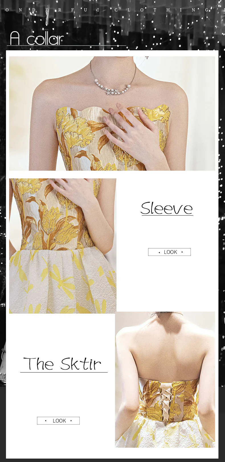 Chic-Strapless-Evening-Dress-with-Gold-Floral-Bodice-and-Dragonfly-Print-Skirt09