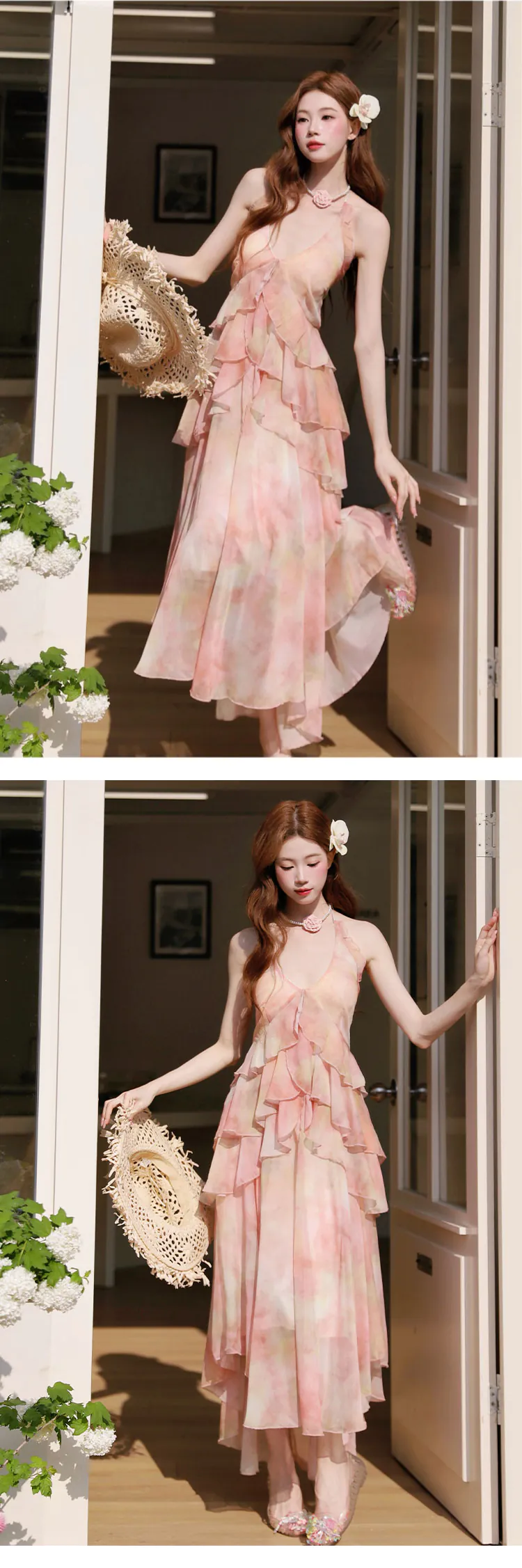 Ethereal-Tie-Dye-Pink-Ruffle-Layered-Skirt-Tiered-Backless-Chiffon-Dress11