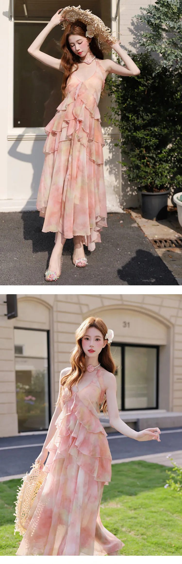 Ethereal-Tie-Dye-Pink-Ruffle-Layered-Skirt-Tiered-Backless-Chiffon-Dress12