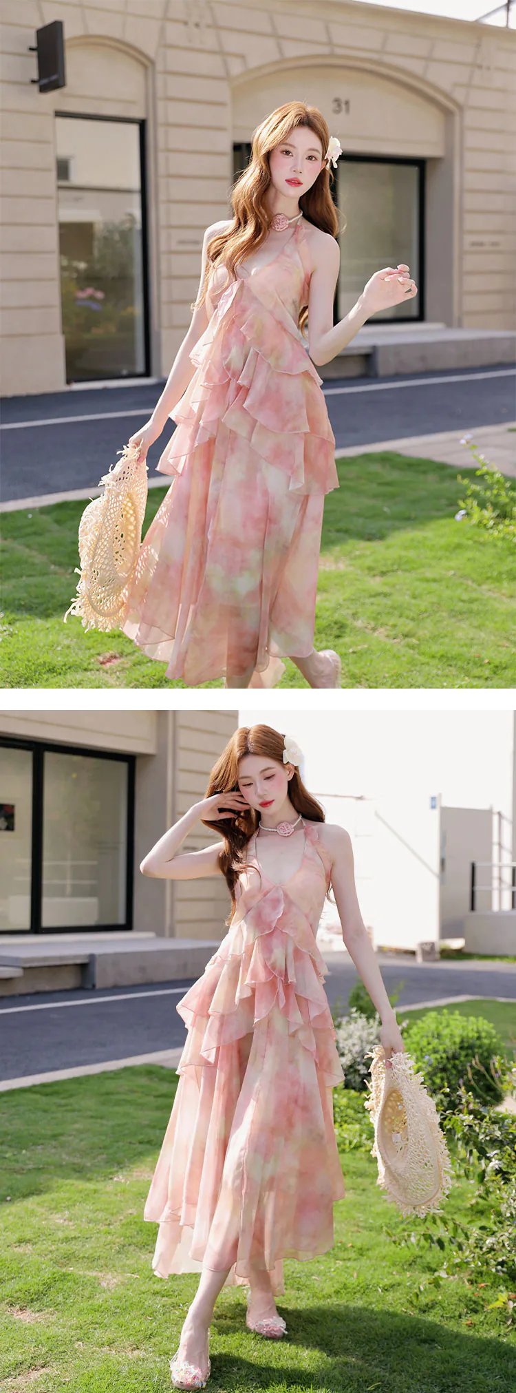 Ethereal-Tie-Dye-Pink-Ruffle-Layered-Skirt-Tiered-Backless-Chiffon-Dress13
