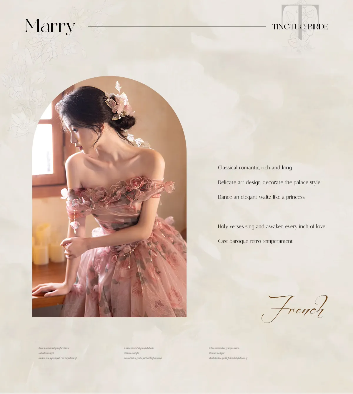 Fairy-Pink-French-Style-Off-Shoulder-Floral-Wedding-Cocktail-Dress07