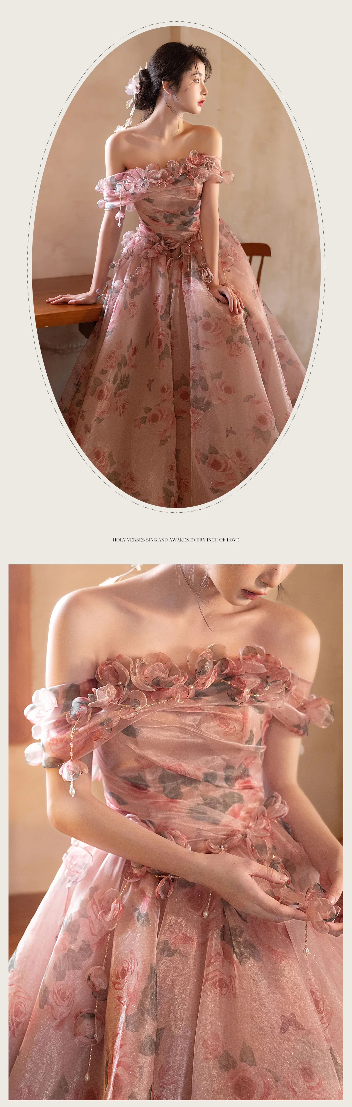 Fairy-Pink-French-Style-Off-Shoulder-Floral-Wedding-Cocktail-Dress10