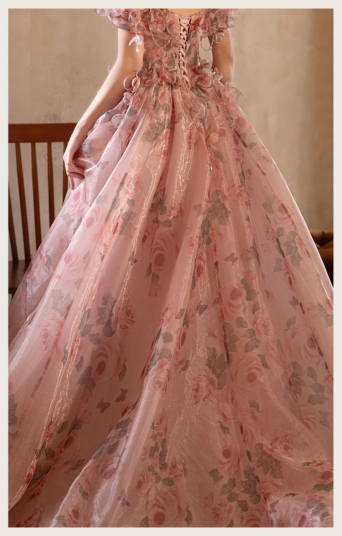 Fairy-Pink-French-Style-Off-Shoulder-Floral-Wedding-Cocktail-Dress11