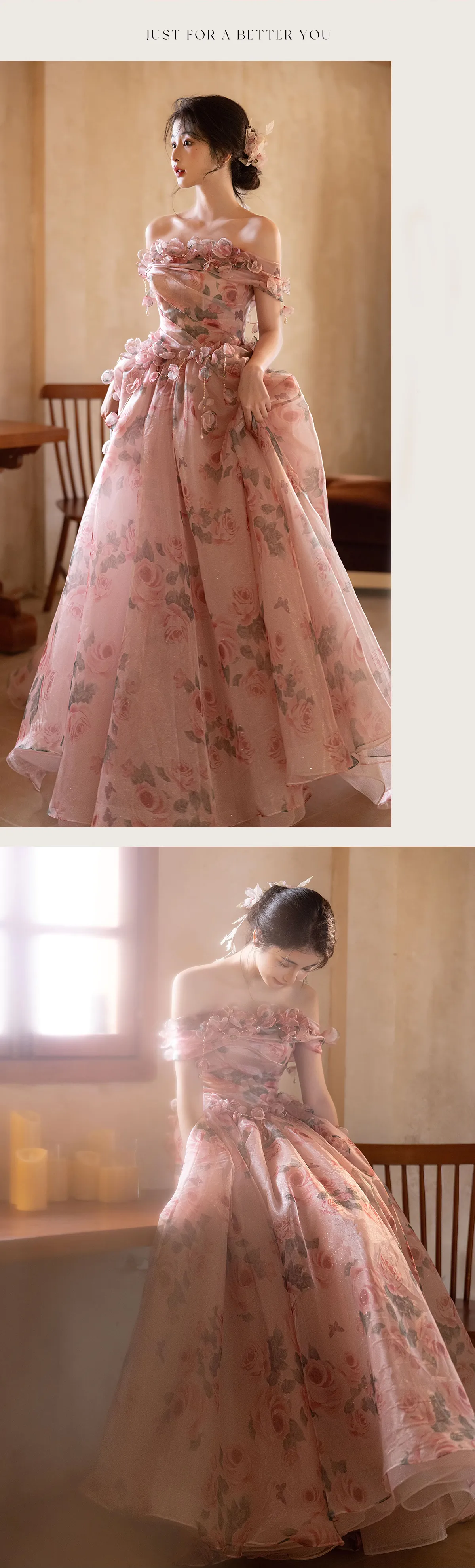 Fairy-Pink-French-Style-Off-Shoulder-Floral-Wedding-Cocktail-Dress13