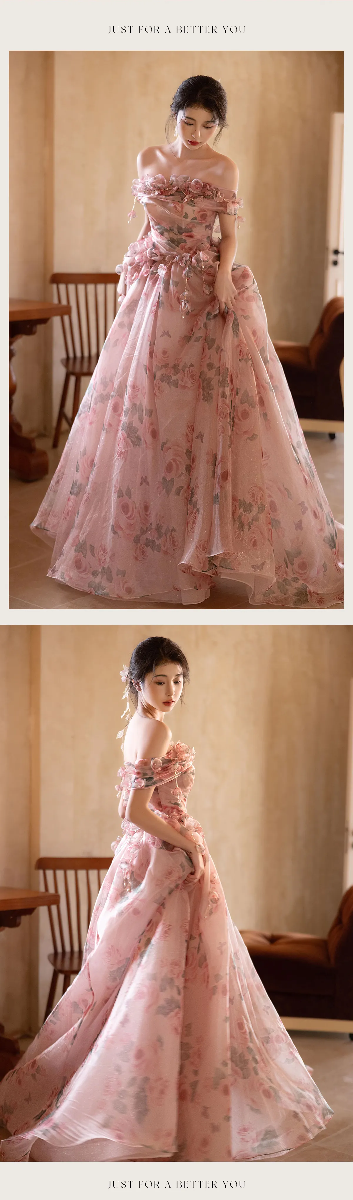 Fairy-Pink-French-Style-Off-Shoulder-Floral-Wedding-Cocktail-Dress14