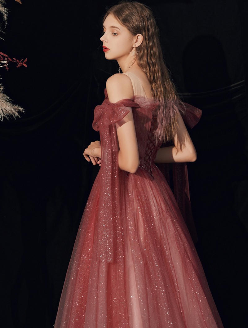 Fairy and Sexy Handmade Wine Red Formal Evening Gown Dress05