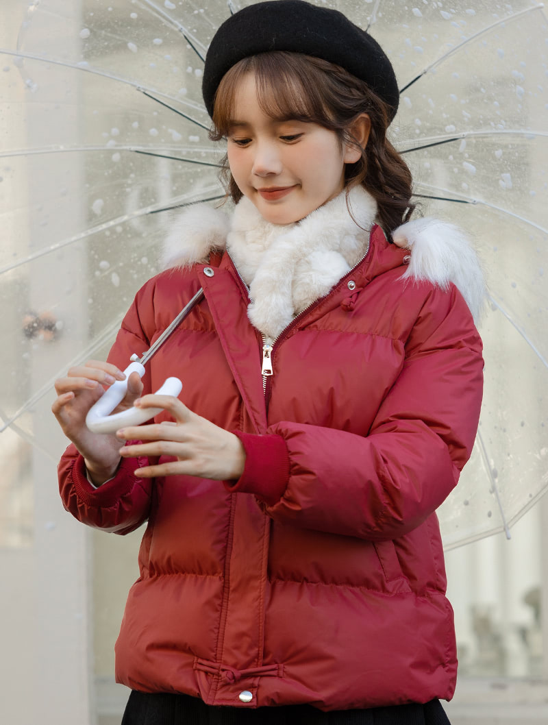 Korean Style Fashion Women Short Coat Hooded Down Fur Collar Slimming Jacket  Cotton Padded Thick Coat Winter Warm Outwear Coat | Walmart Canada
