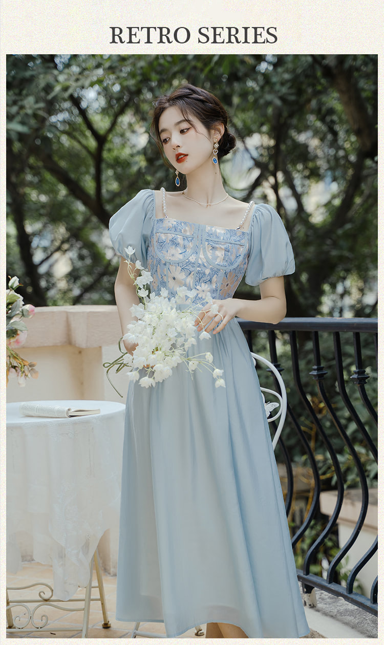 French-Vintage-Blue-Jacquard-Square-Neck-Casual-Maxi-Dress07