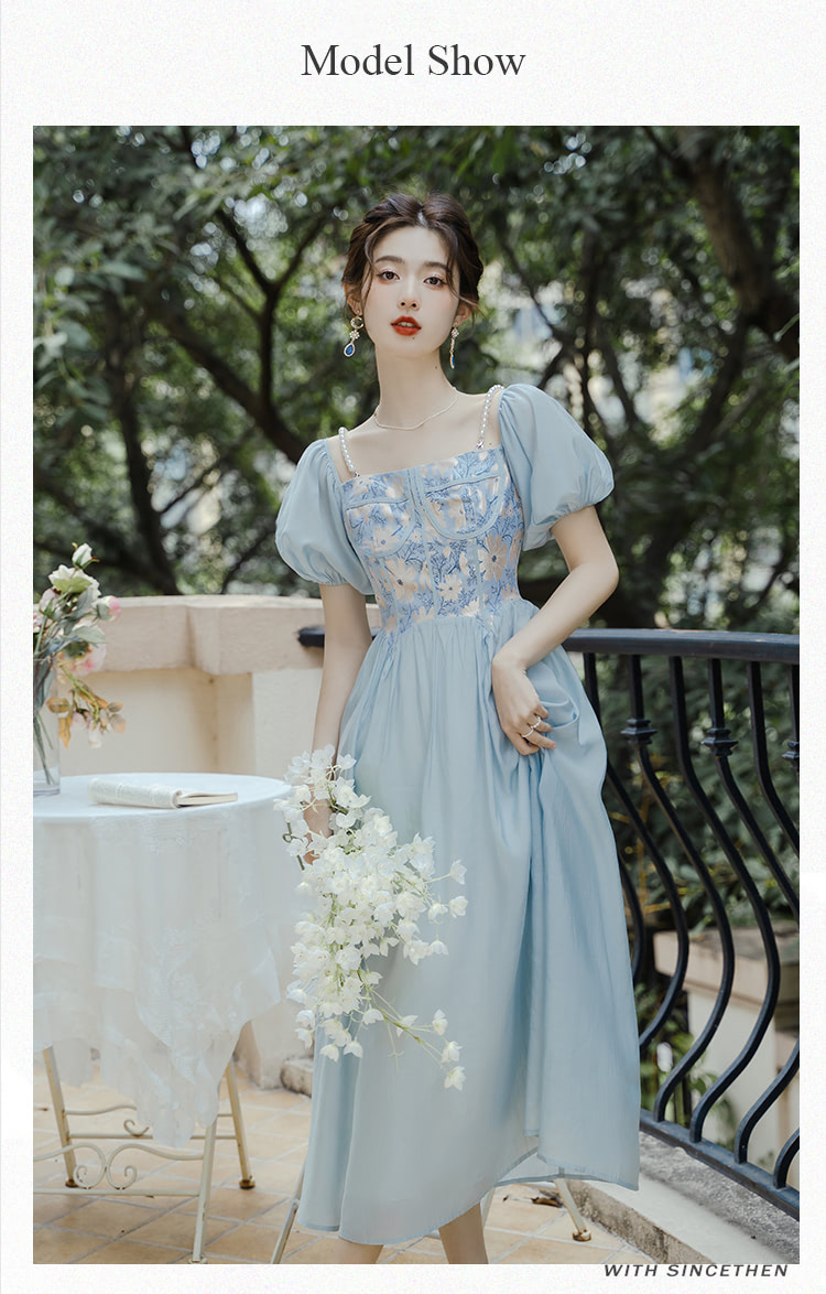 French-Vintage-Blue-Jacquard-Square-Neck-Casual-Maxi-Dress09