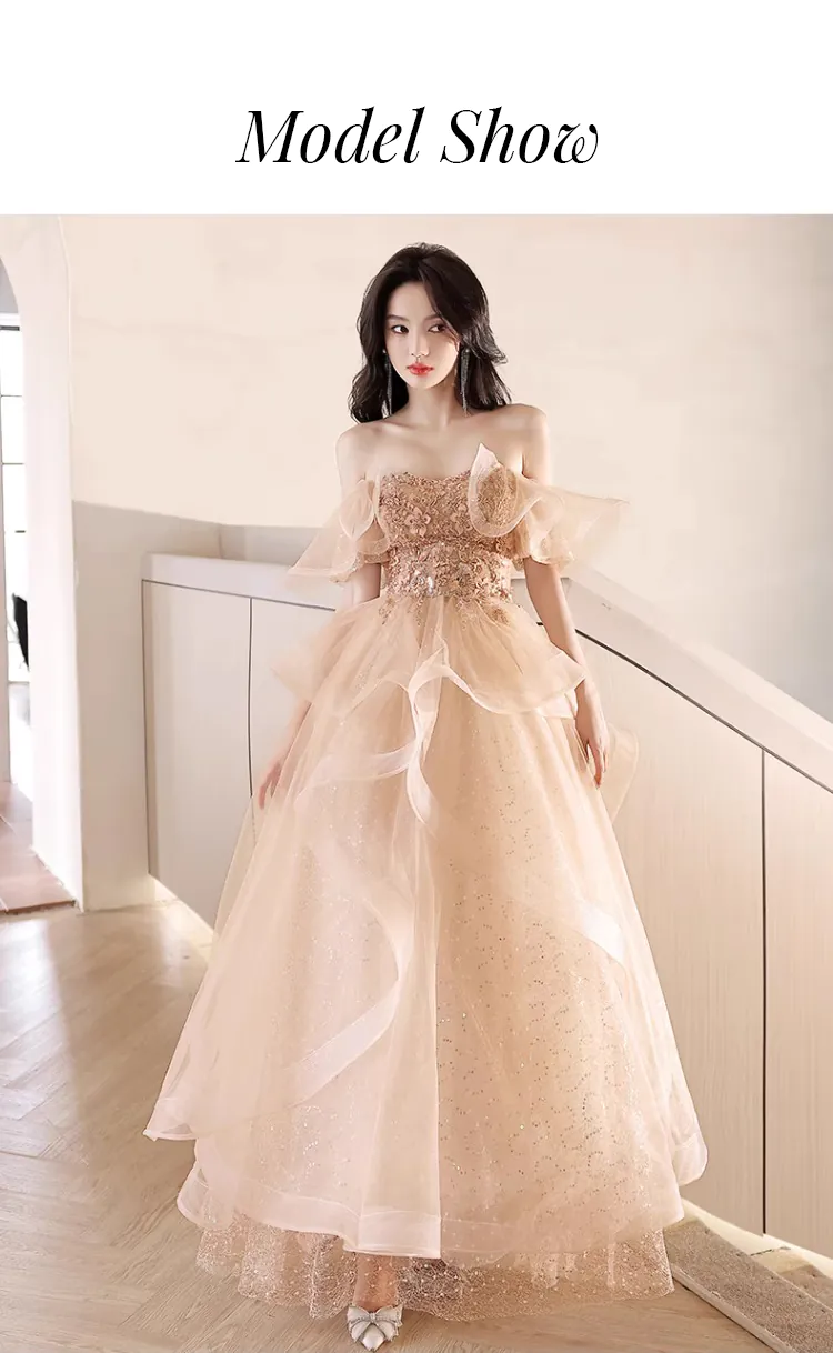 Ladies-Fairy-Champagne-Tulle-Off-the-Shoulder-Prom-Dress-Evening-Gown10