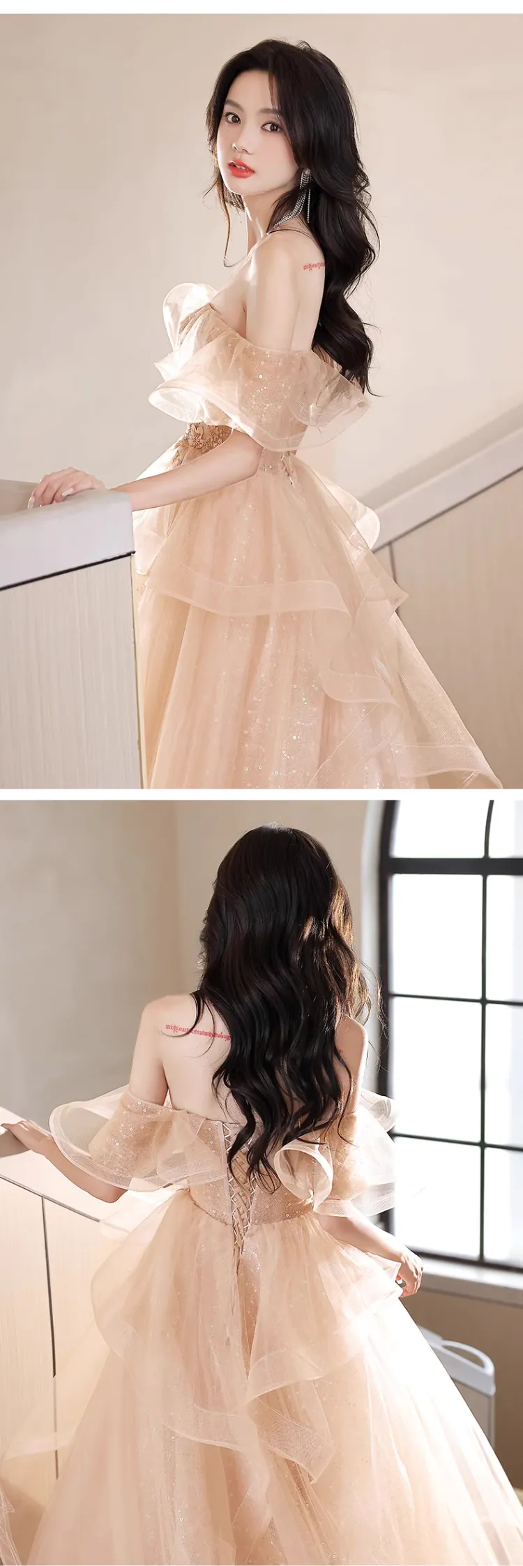 Ladies-Fairy-Champagne-Tulle-Off-the-Shoulder-Prom-Dress-Evening-Gown14